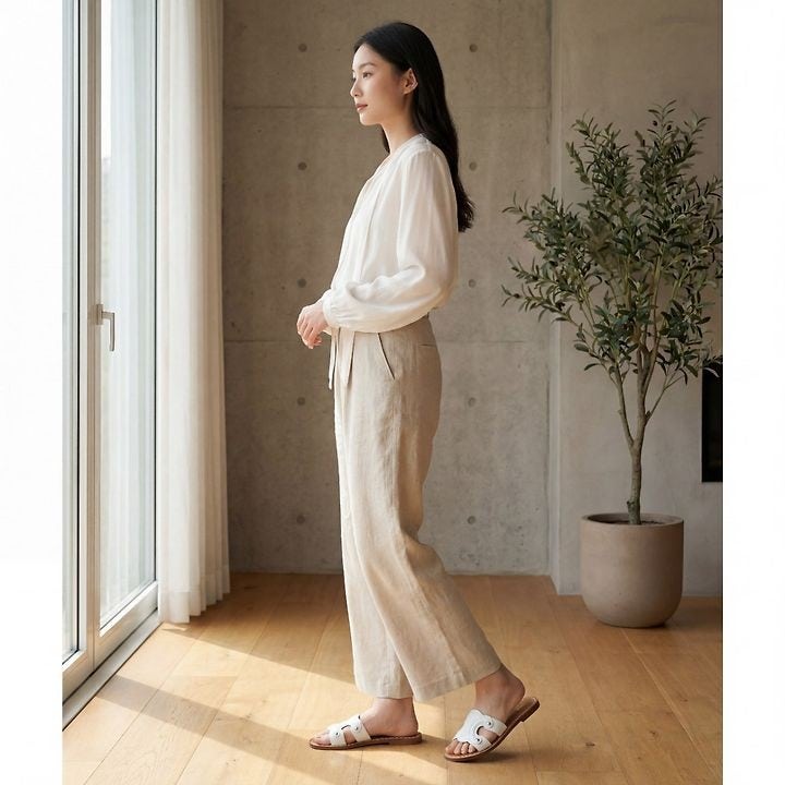 에르메스-트리옹프-뮬-카프스킨-화이트-뮬-명품 레플리카 미러 SA급